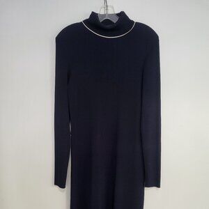 Long sleeve turtleneck navy sweater dress